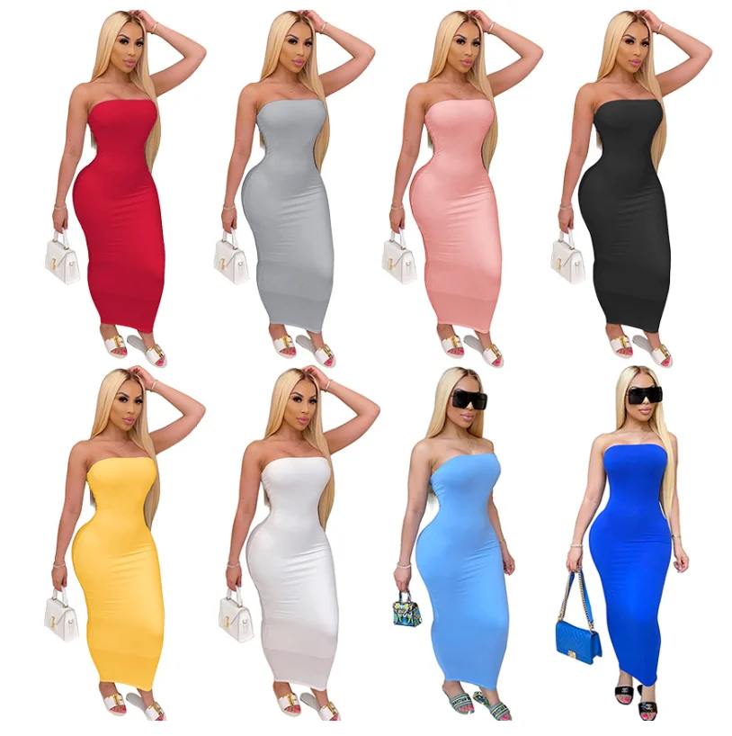 

New Arrival Solid Women Casual Dress Backless Max Bodycon Dress With Lady, As picture