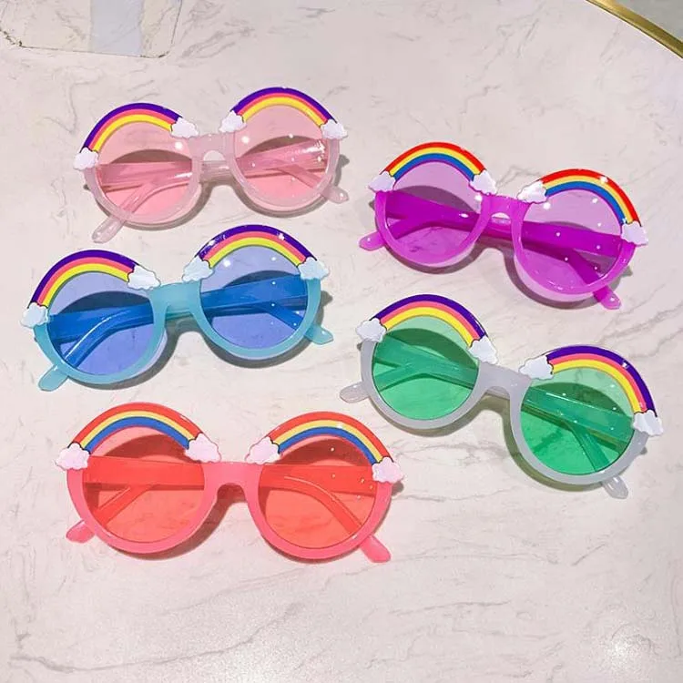 

Children trendy outdoor uv400 glasses candy colors transparent shades baby girls round rainbow sunglasses, As the picture shows