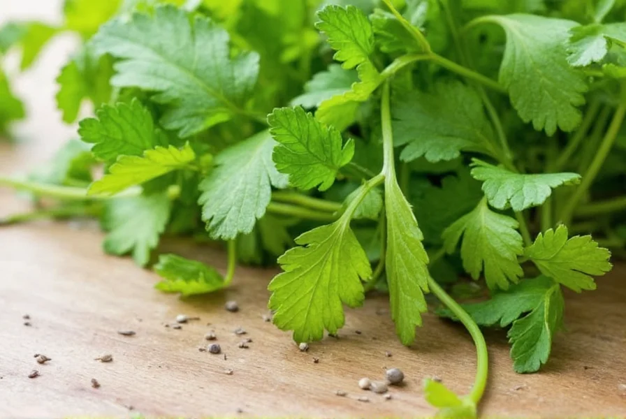 Coriander seeds harvested from mature cilantro plant
