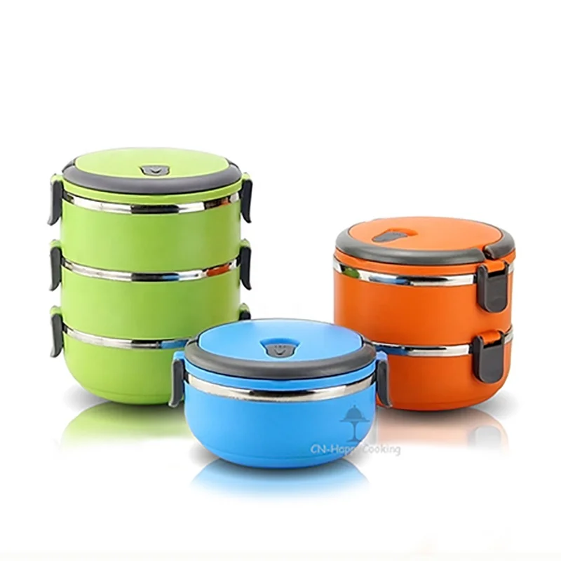 

Amazon hot selling stainless steel 2 layer bento lunch box, Green,orange ,blue