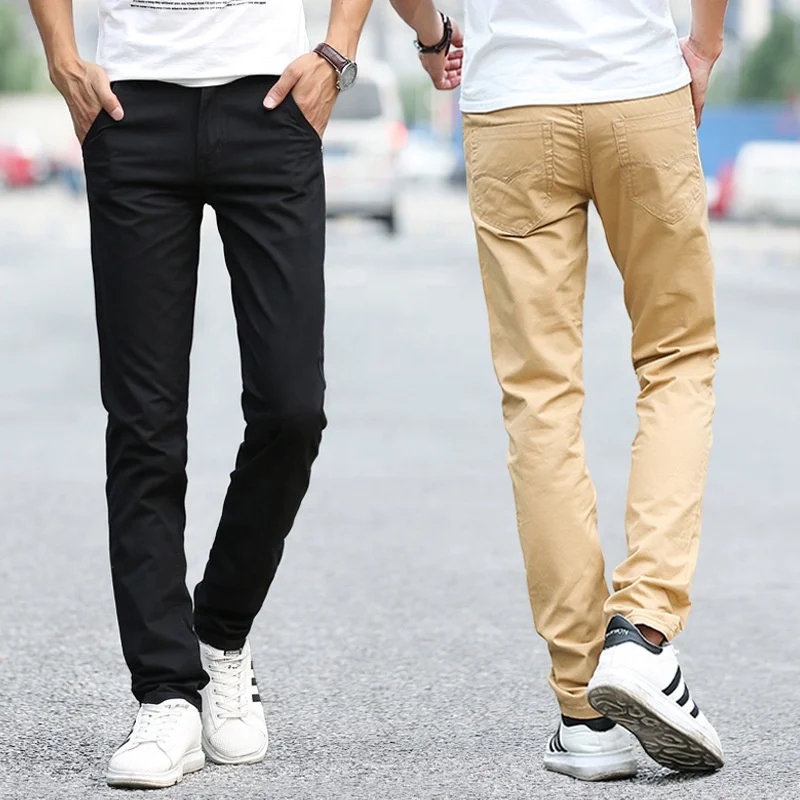 

DLL-8006 New fashion casual men's wear cotton straight solid men's trousers & pants with pocket, As picture or customized make