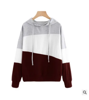 

Wholesale High Quality 2020 Autumn/Winter New Style Sweater European And American Long-sleeved Stitching Women's Hooded Sweater, Customized color