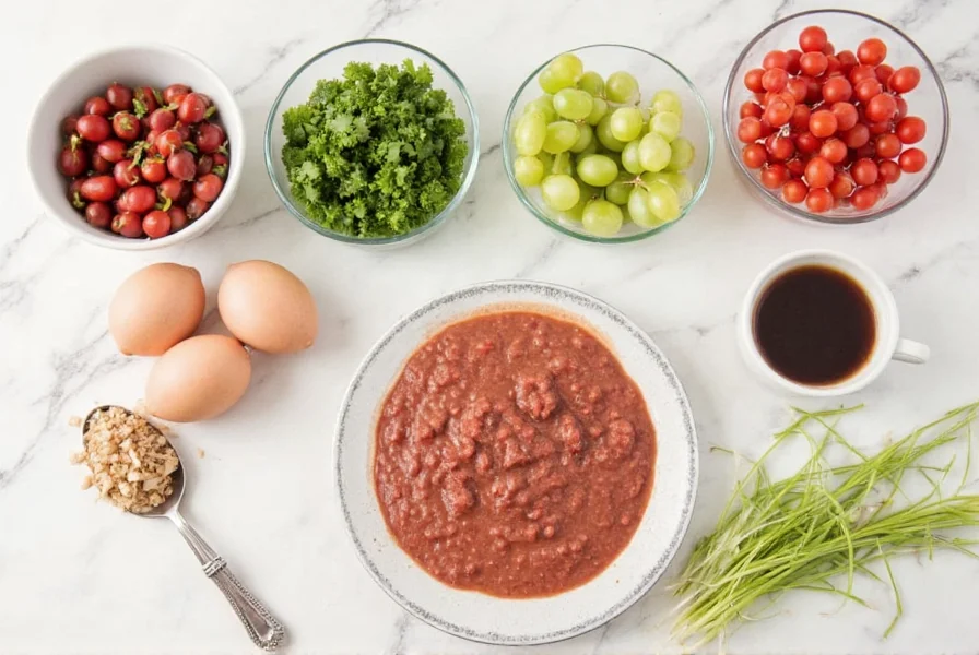 Step-by-step preparation of easy slow cooker chili ingredients arranged neatly on kitchen counter