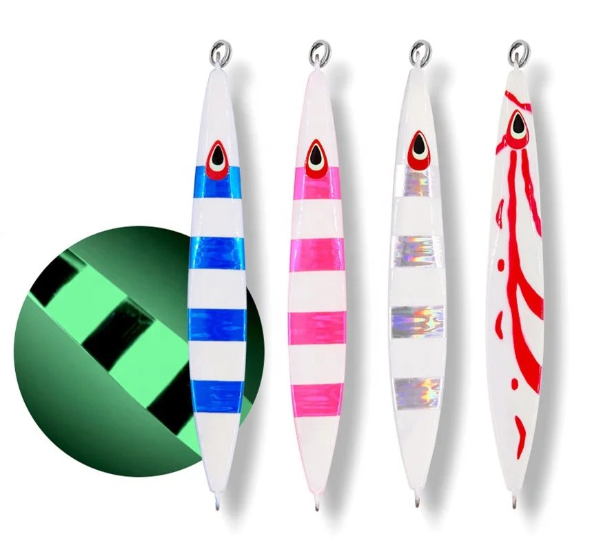 

80g tuna fishing bait slow jigging lure glow lead jig fishing lure metal jig high quality, Original