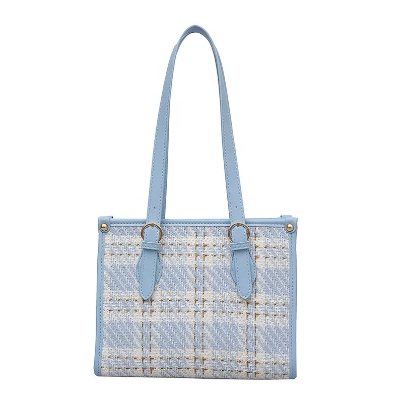 

2021 Woolen Cloth Summer Style Small Business Bags Underarm Ladies Purse and Bag Fashion Women Plaid Purses Handbags