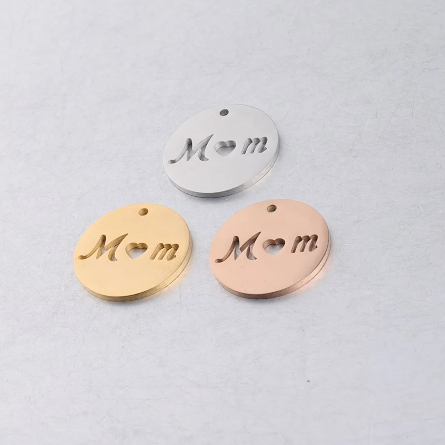 

Stainless Steel Mirror Polished 20MM Delicate Mother Days Pendant MOM Charms For DIY Bracelet Making Gift for Mother