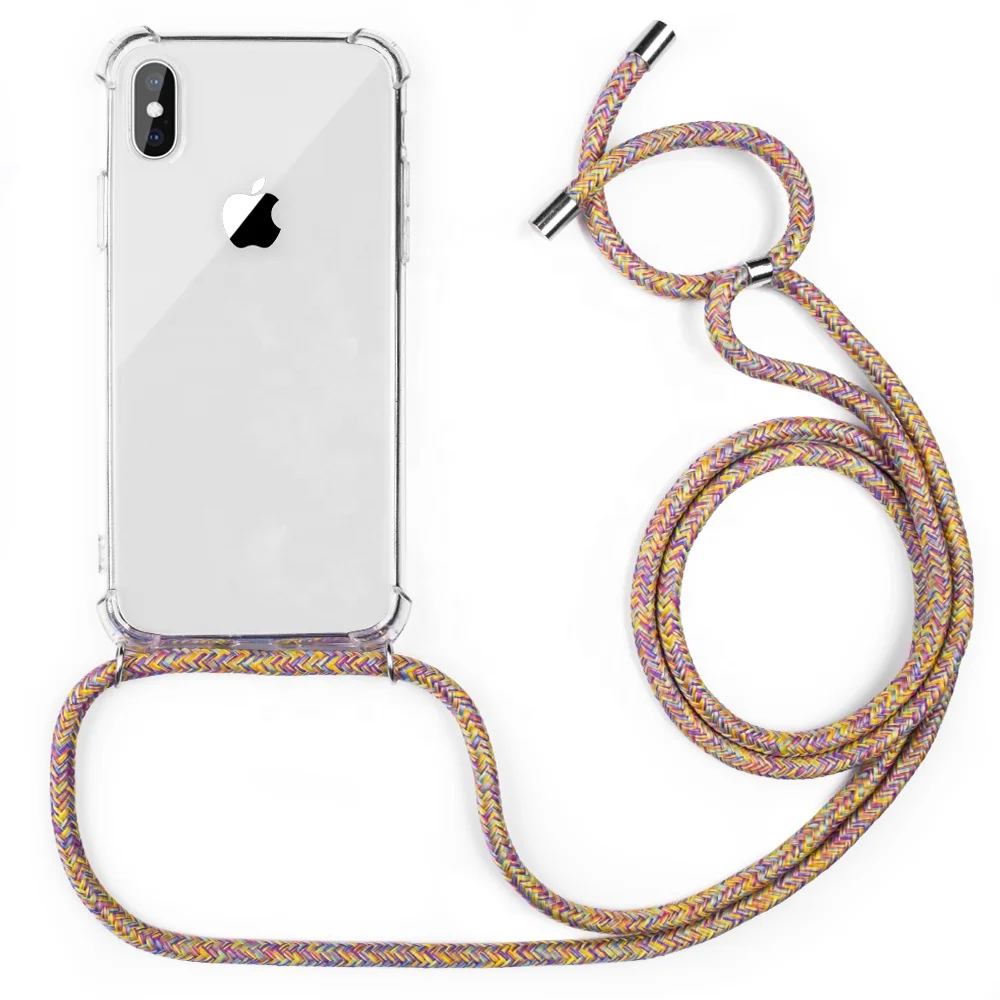 

Crossbody Phone Case for Apple iPhone Xs Max, Clear Transparent TPU Cell Phone Necklace Case Cover with Neck Cord Lanyard Strap, Custom
