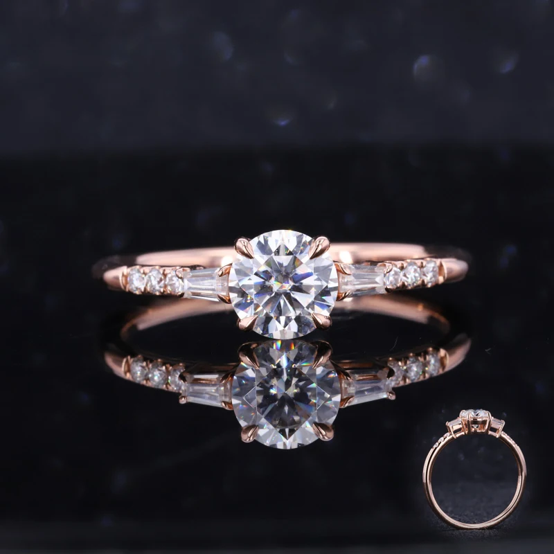 

Starsgem round cut moissanite halo band 10K real engagement 585 gold ring