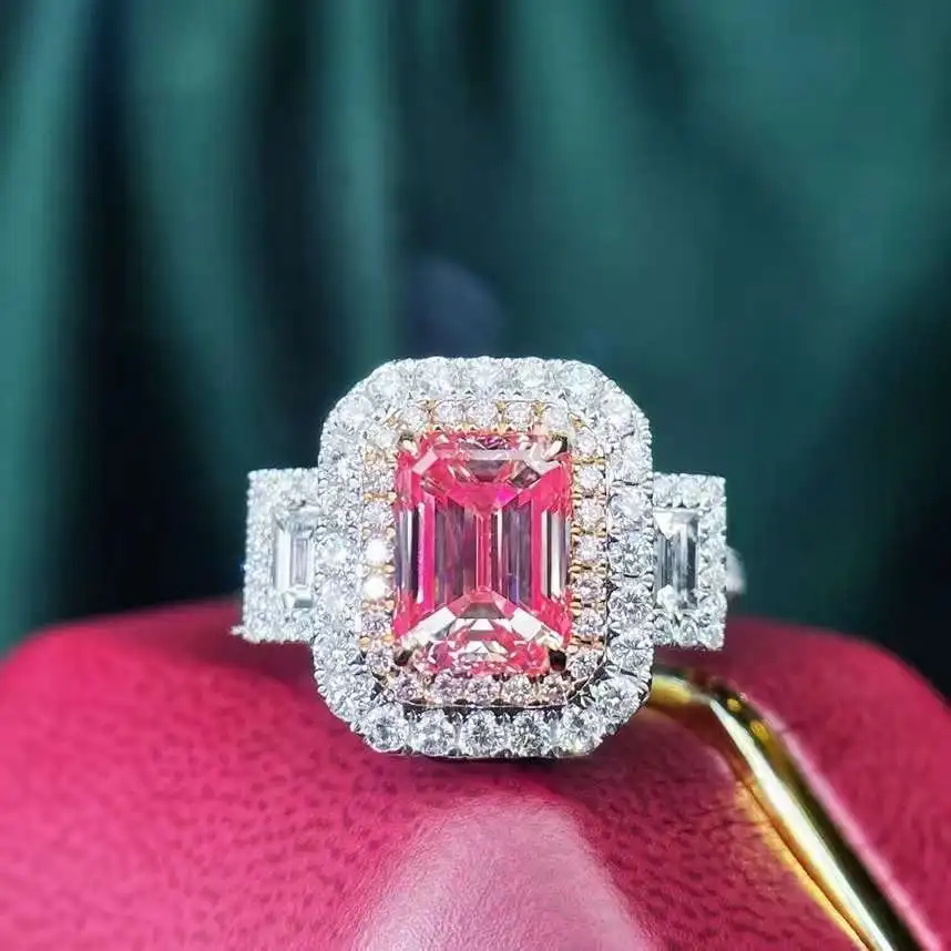 

SGARIT cushion cut vvs pink 2.0ct moissanite 18 k gold diamonds engagement gorgeous jewelry wedding rings