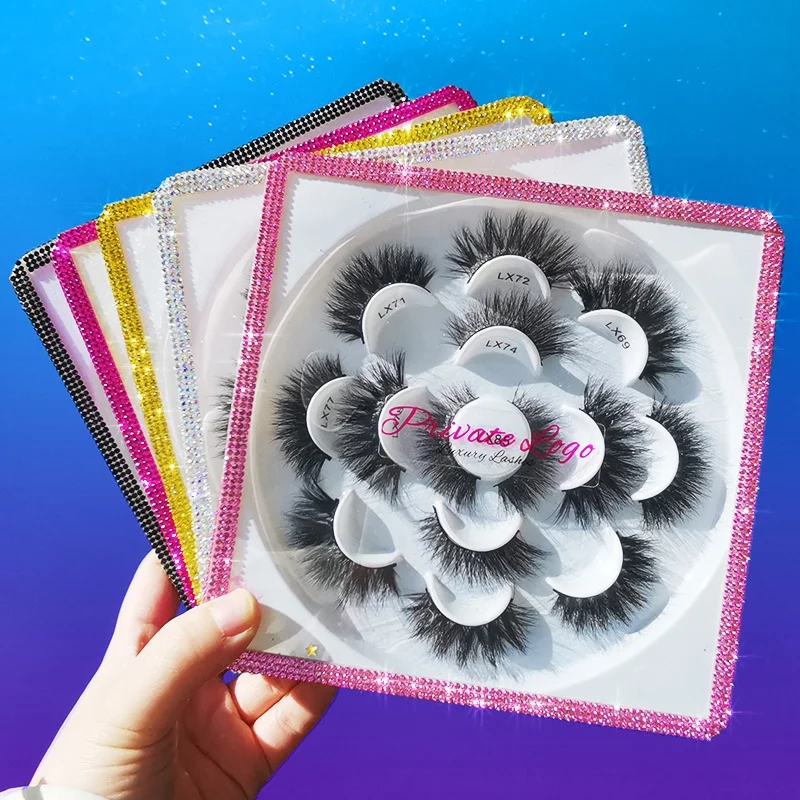 

Wholesale eyelash vendor customized boxes 7 pairs flower tray custom package box eyelash book tray lash