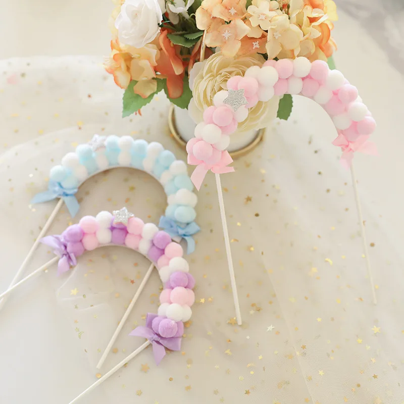 

2020 New cake decoration ins bow hair ball arch birthday cake baking equipments tool, Customized color