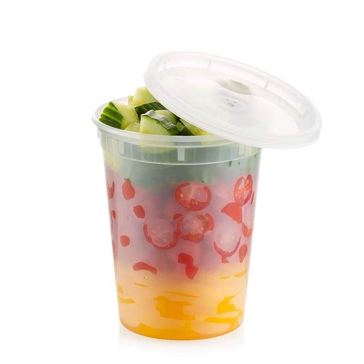 

Eco friendly Disposable Round to go soup paper Containers Custom Printed 32 oz 16oz Deli Container