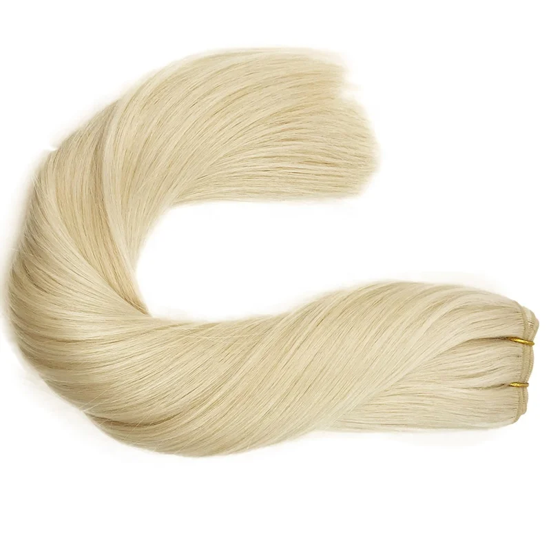 

Human hair 100% Russian Human Virgin Remy Hair Extensions Thick End Machine Weft Double Drawn Hair Extensions