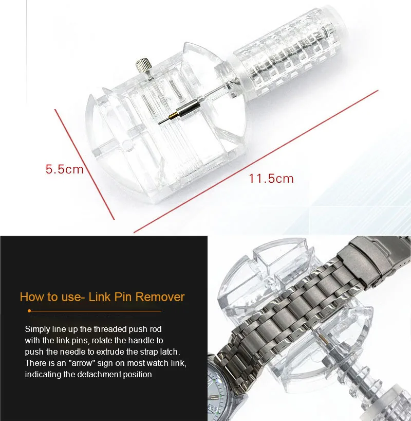 Watch Link Band Strap Bracelet Pin Adjuster Remover Repair Platform Tool With 3pcs Replacement