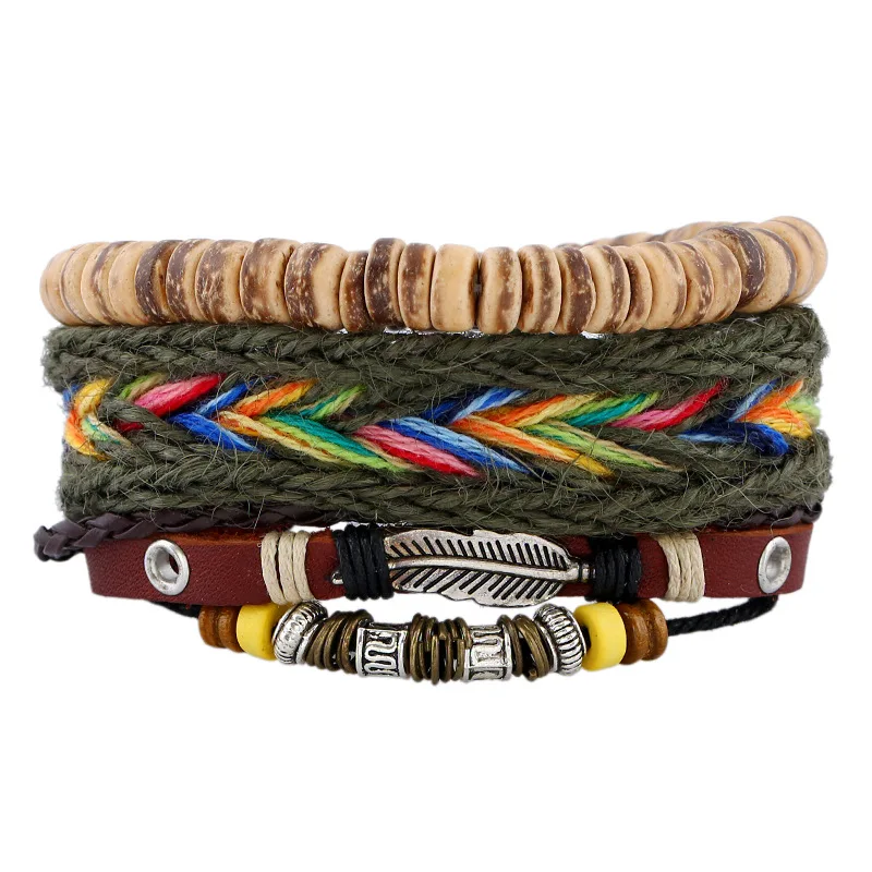 

Made In China Retail Handmade Bohemia Jewelry DIY Style Multi Color Rope Weave Bracelet For Men and Women Leather Cuff Bangle