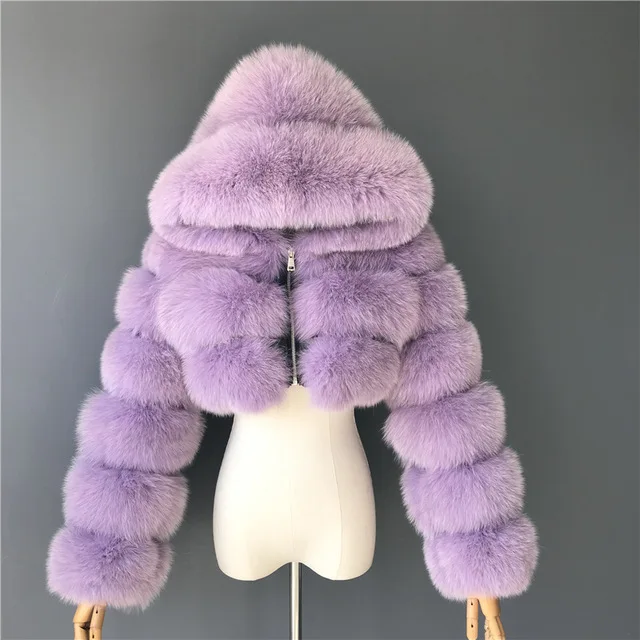 

2021 Winter New Style Plus Size Faux Fox Fur Luxury Coats multicolour Women's Jackets Crop Coats