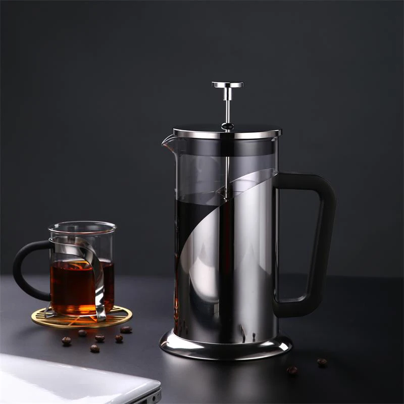 

1000ml Silver High Borosilicate Blass Coffee Maker With 304 Stainless Steel Filter