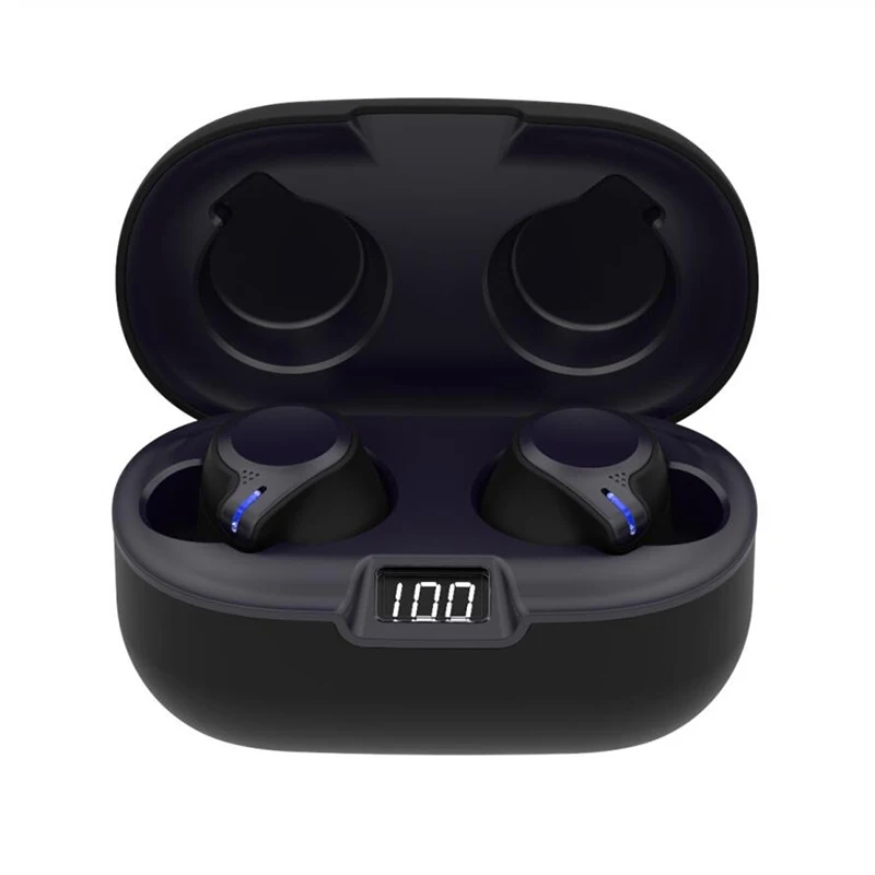 

Dual Microphone Wireless Earphones Q3 TWS Headphone Music Headset Blue tooth 5.0 Touch Earbud Charging Box, Black/white