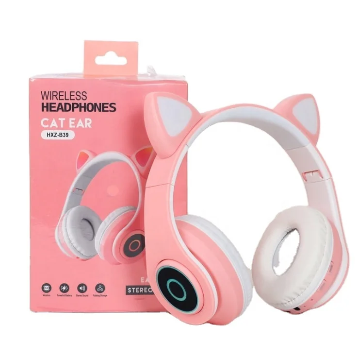 

Amazon Cute B39 LED Cat Ear Headphones BT 5.0 Wireless Headsets Stereo Music Cat Earphone Gaming Wired earbud Speaker Headphone