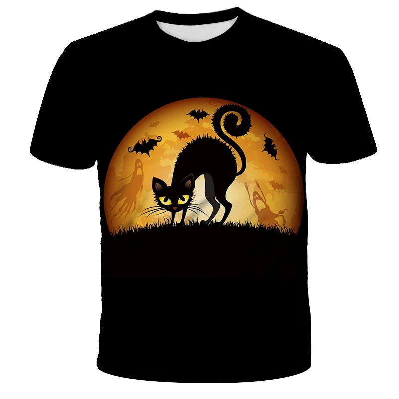 

Black Cat at night designed 3D printed Sublimation T-shirt