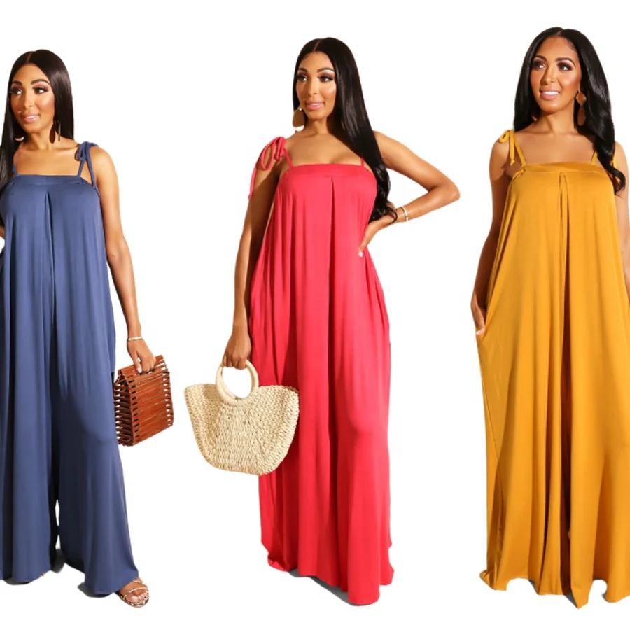 

MT112-8008 Bohemian spaghetti strap off-shoulder loose jumpsuit