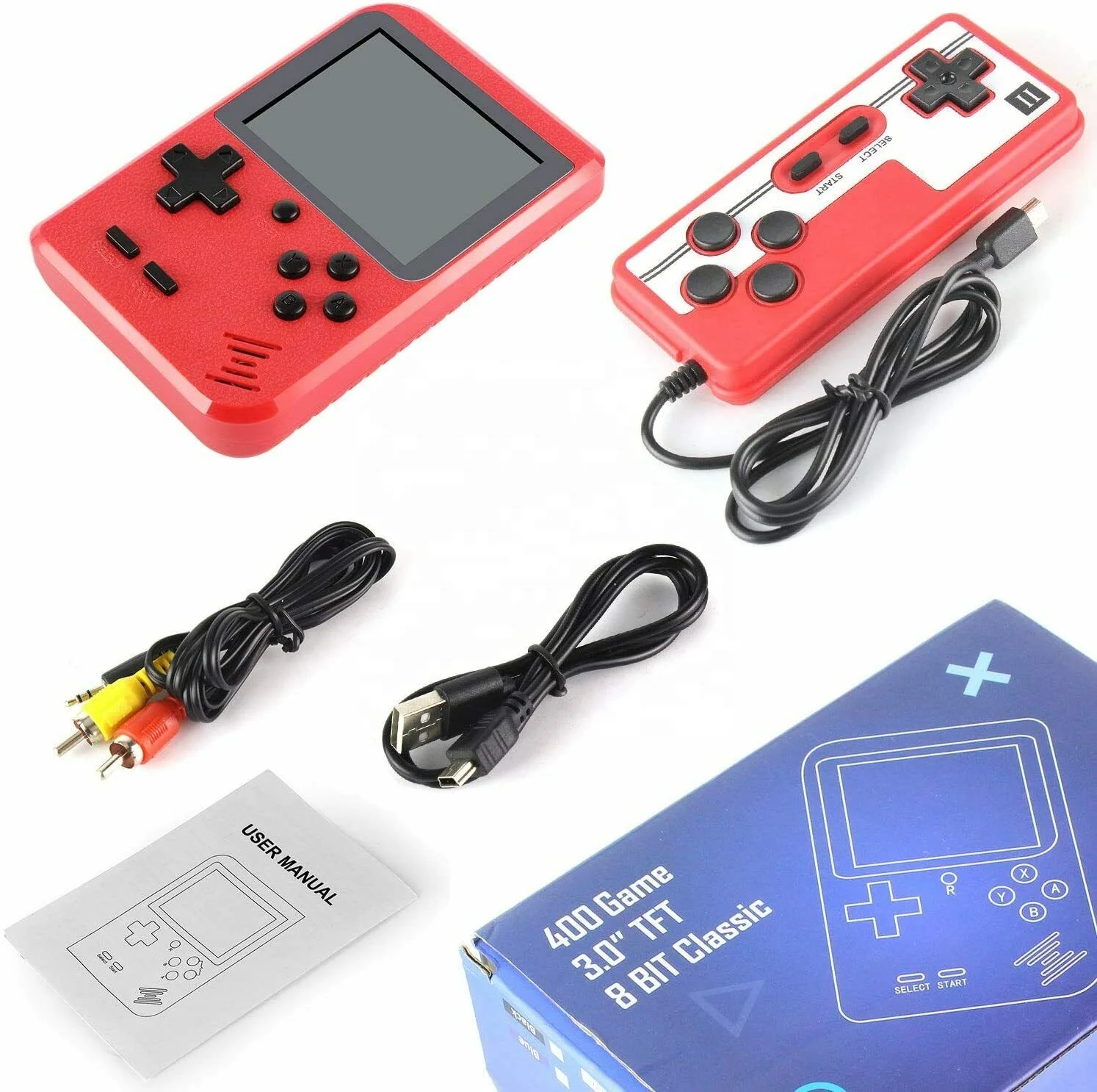 

Super Game Box Retro Classic Mini Game Two-player Machine Handheld Game Console 400 In 1, Black grey red blue yellow