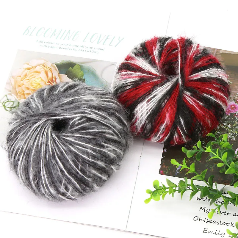 
Wholesale mixed color Fancy Mahair wool blend Acrylic yarn Hand knitting yarn 