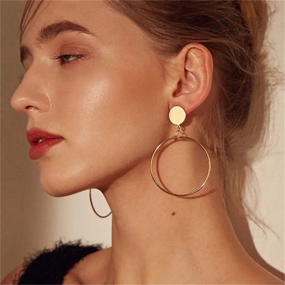 

Personalised Wholesale 2022 Round Circle Gold Plated Stainless Steel Stud Earrings Exaggerated Big Hoop Earrings Jewelry