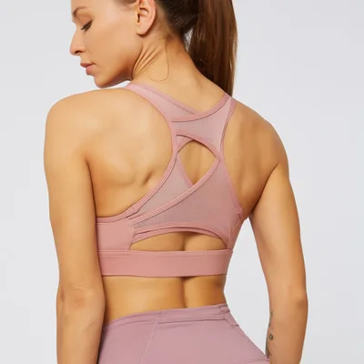 

Bodytrainer Plus Size Hollow Beauty Back Bra High Impact Mesh Yoga Bra For Big Boobs, 4 colors