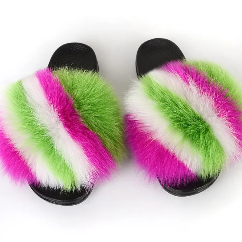

fox fur slides 2021 new women's slippers for women fur slippers