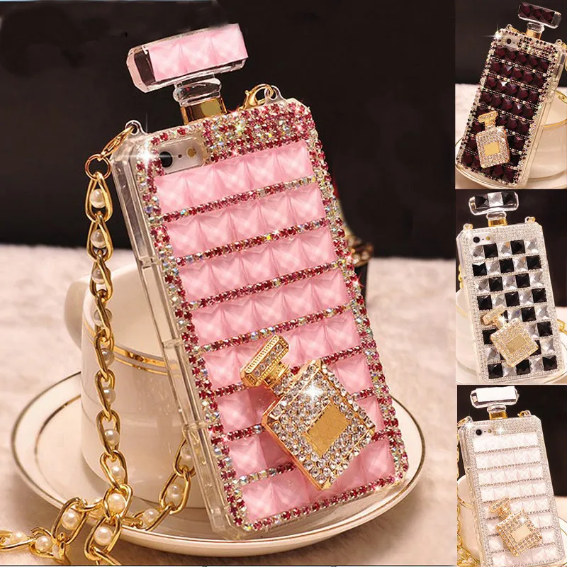 

Fashion Luxury Bling Diamond Rhinestone Perfume Bottle Phone Case for iphone 11 12 13 pro samsung S7 edge S8 S9 S10 S20 note10, 8 colors