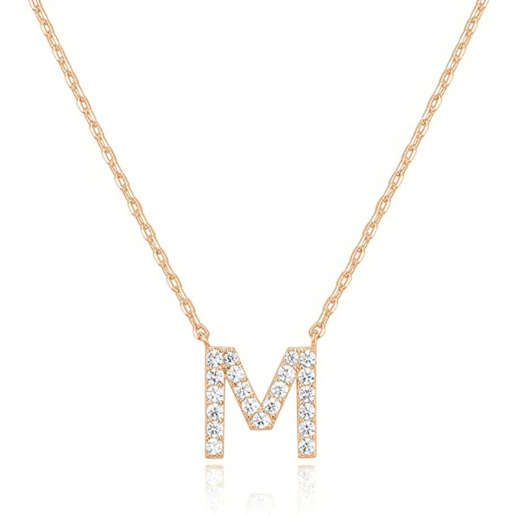 

Popular Cubic Zirconia Initial Necklace Rose Gold Plated Letter Necklaces for Women