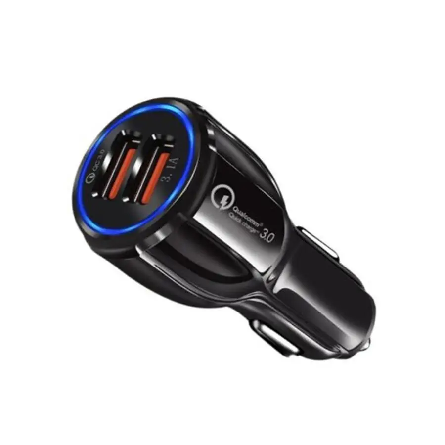 

Cigarette Lighter Charger QC3.0 3.1A 2 Port Quick Charging Adapter USB Car Charger for mobile phone, Black,white,