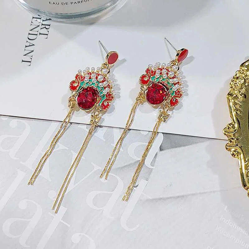 

925 silver needle hypoallergenic ethnic style long tassel dangle earrings for women party jewelry, As photos