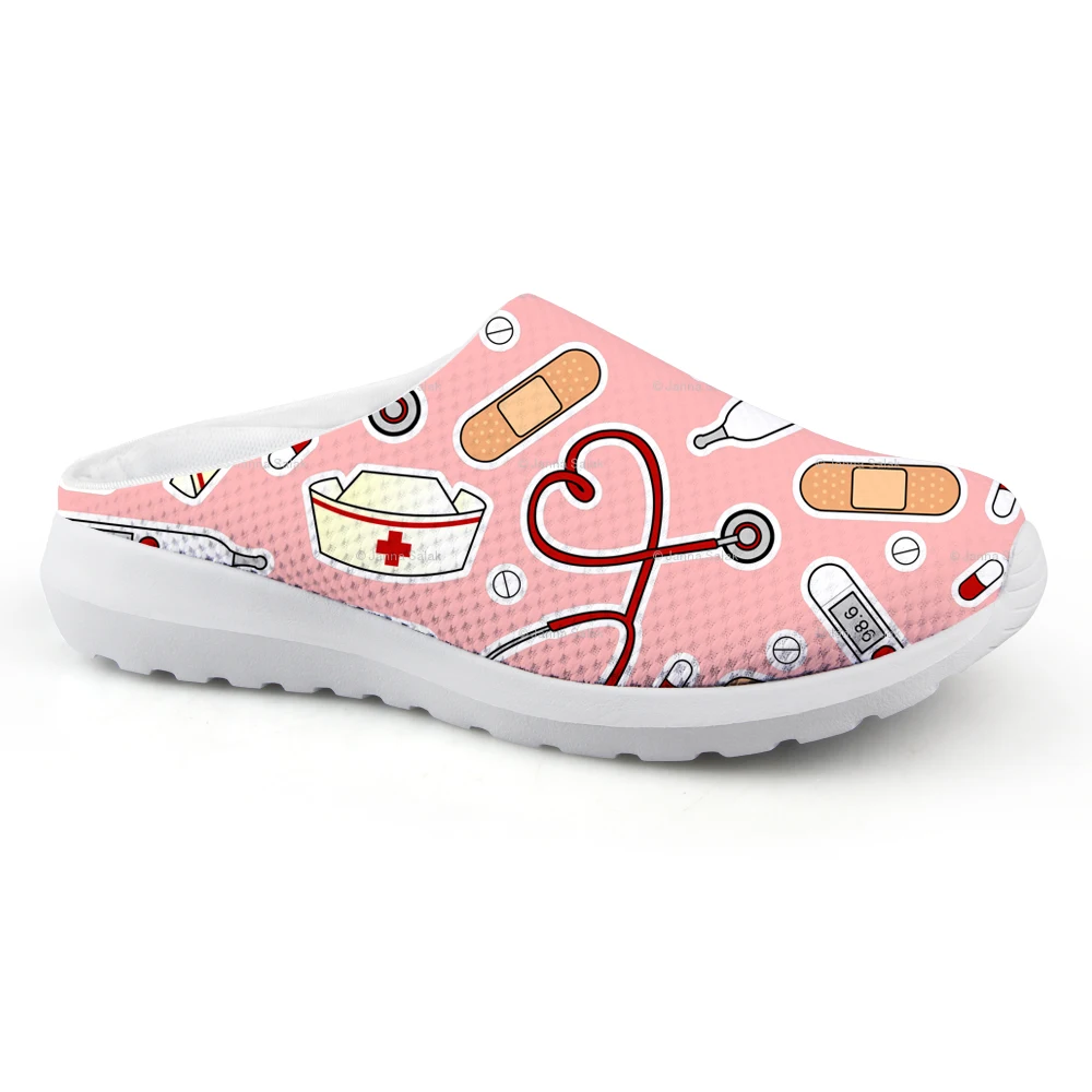 

THIKIN Cute Cartoon Nurse Pattern Women's Casual Sneakers Summer Breathable Mesh Women Fashional Beach Clogs Shoes, Colorful