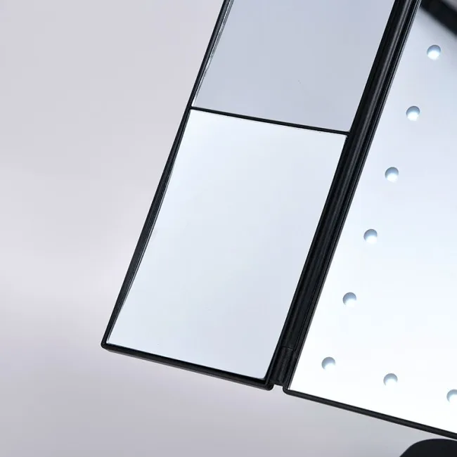 

best selling double sided magnifying metal led makeup mirror single Side Fill Light Pocket Mirror, Black white pink green