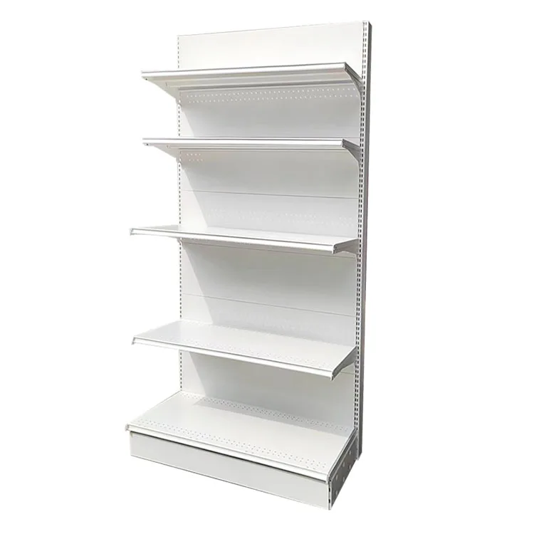 

Factory Customized Size Thickness Color white supermarket gondola shelf disassemble column display rack