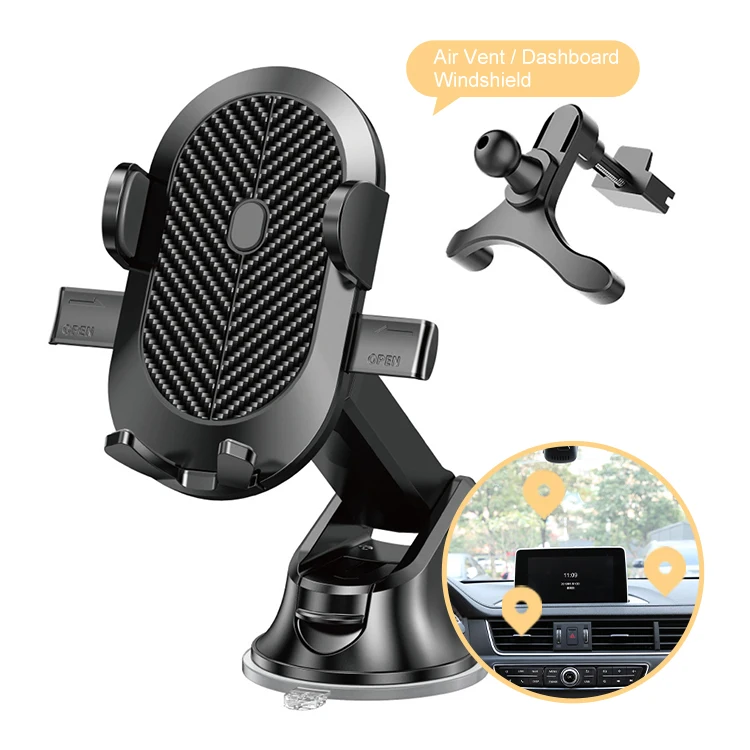 

2022 New arrival Universal 2 in 1 gravity retractable auto lock car dashboard phone holder with suction