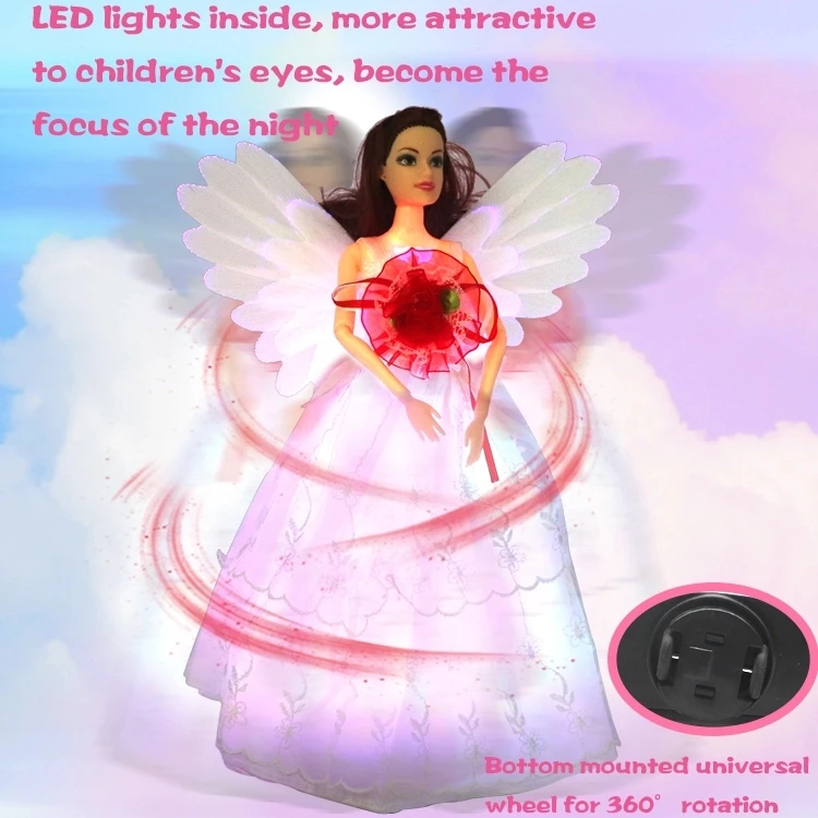 Hot Sale Girls Toys Beautiful Shiny Winged Princess Cute Doll Toy With Music & LED Light