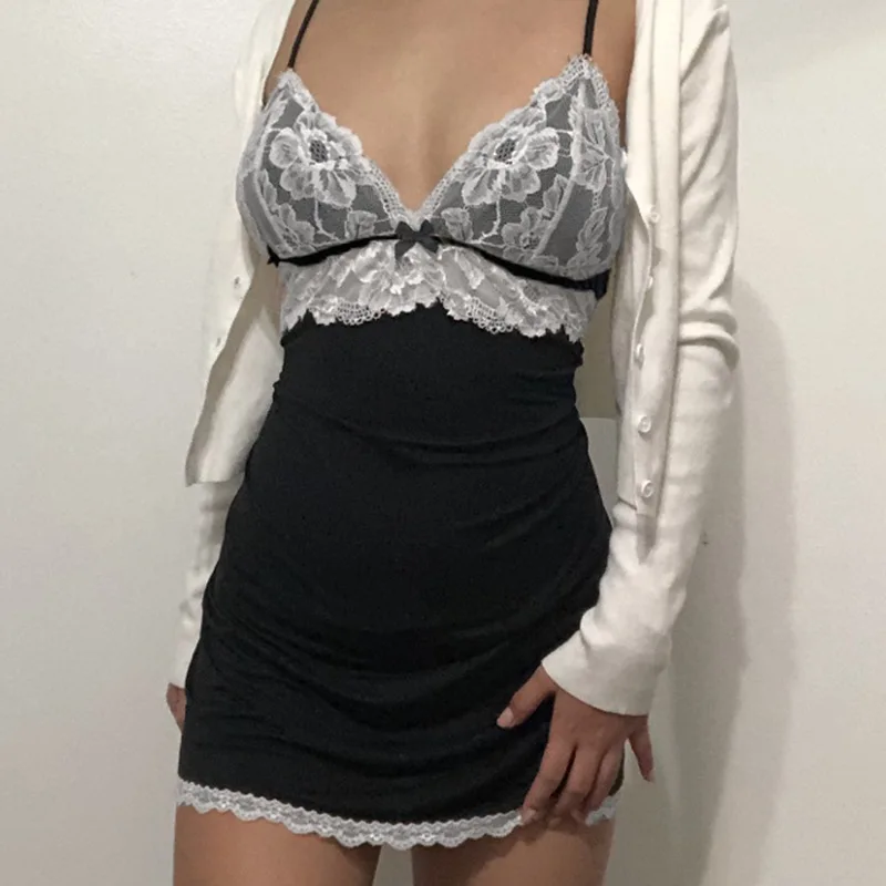 

sexy lace sleeveless slip mini dress elegant splice lace summer dresses sexy bodycon women dresses