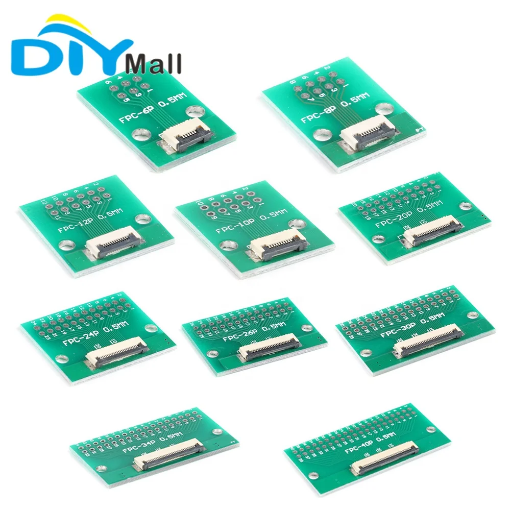 

FPC/FFC Extension board Flexible Flat Cable Wire Converter PCB Board with 0.5mm Pitch Connector 6 8 10 12 20 24 26 30 34 40 Pin