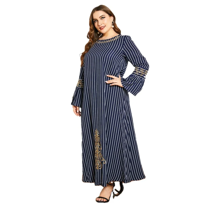 

Islamic clothing Muslim Clothes Modest Fashion Embroidery Golden line Casual Dresses For Women Telekung Muslim Woman