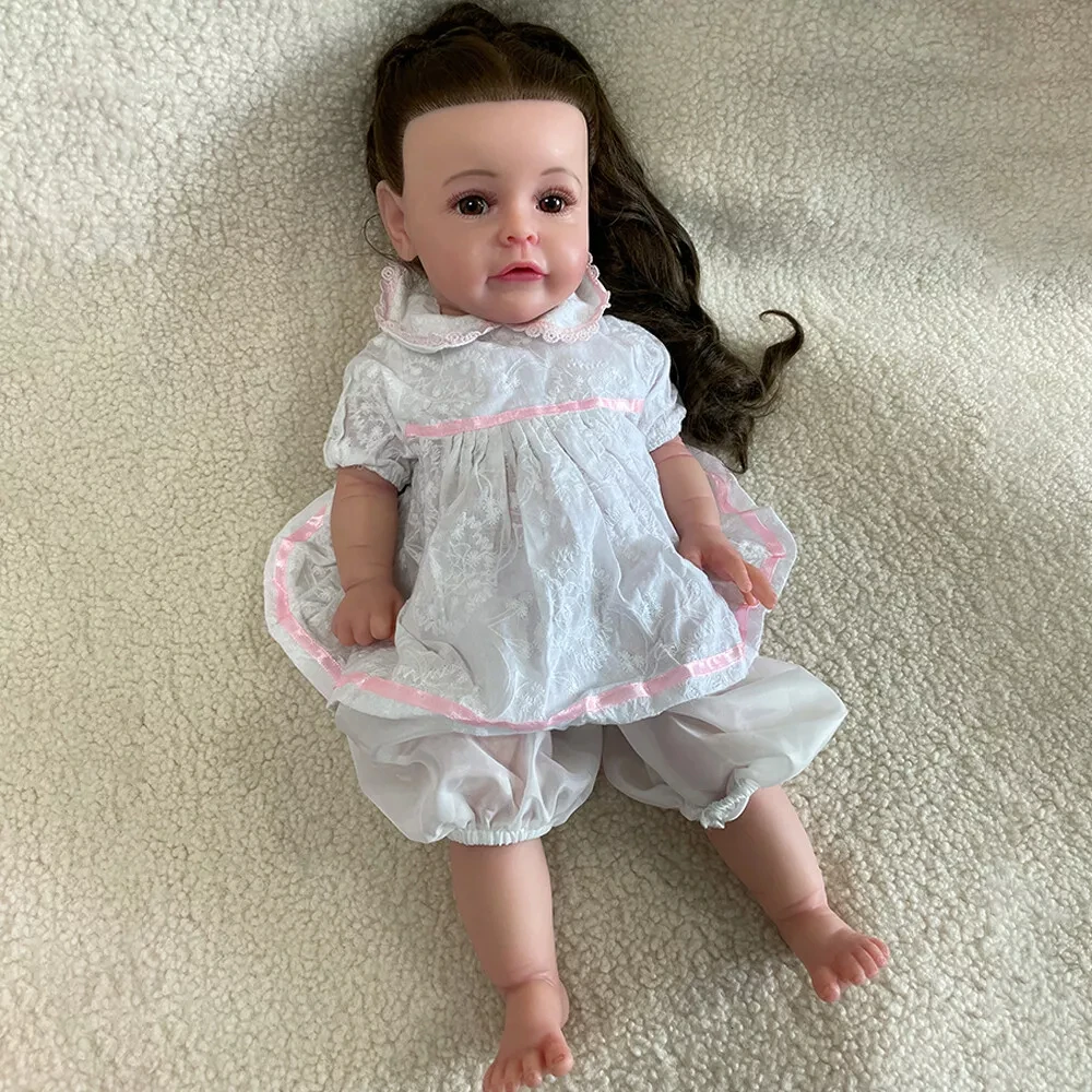20 Inch Sweety Princess Silicone Reborn Dolls 50 CM Big Eyes Baby Girl Doll with Long Hair Soft Toy Style
