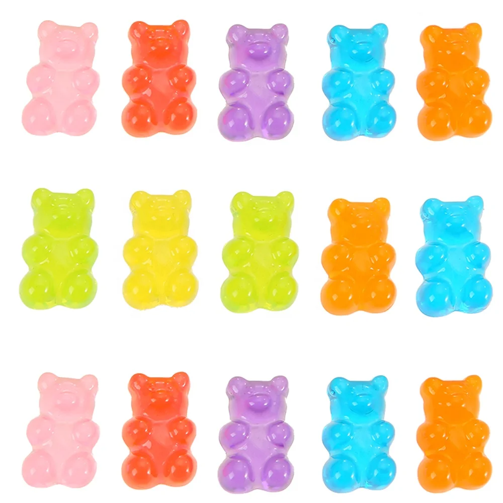 

wholesale DIY cute Resin Gummy Bear Charms Pendants Flatback Cabochons Colorful Bear Candy Necklace Charms, Picture
