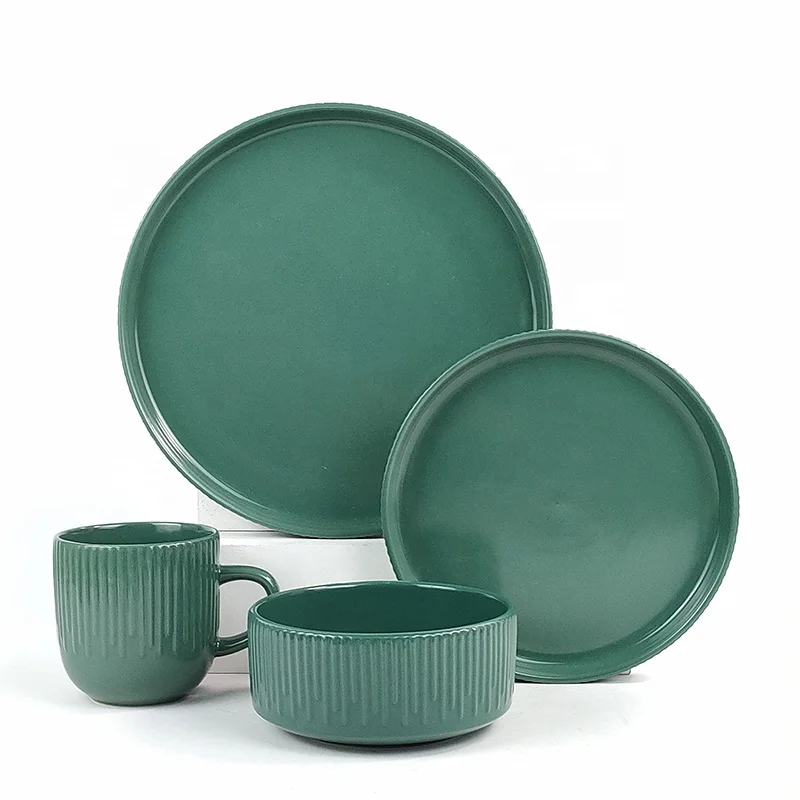 

Wholesale Luxury Ceramic Stoneware Embossed Ceramic Dinnerware Set