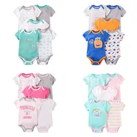 

Newborn 5-Pack 100% Cotton Cartoon Bodysuit Baby Short Sleeves Rompers