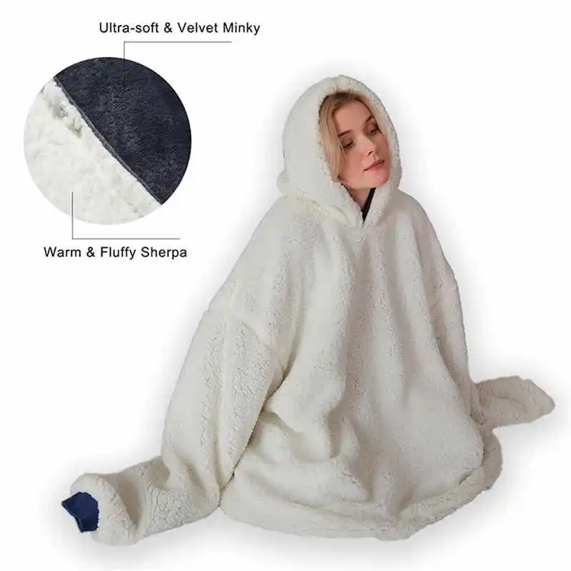 Download Thick Hooded Blanket With Sleeves Sherpa Pullovers Couple Snuggle Blanket Sweatshirt Comfy Buy Wearable Blanket With Sleeves Hooded Sherpa Blanket Micro Plush Hoodie Blanket Product On Alibaba Com