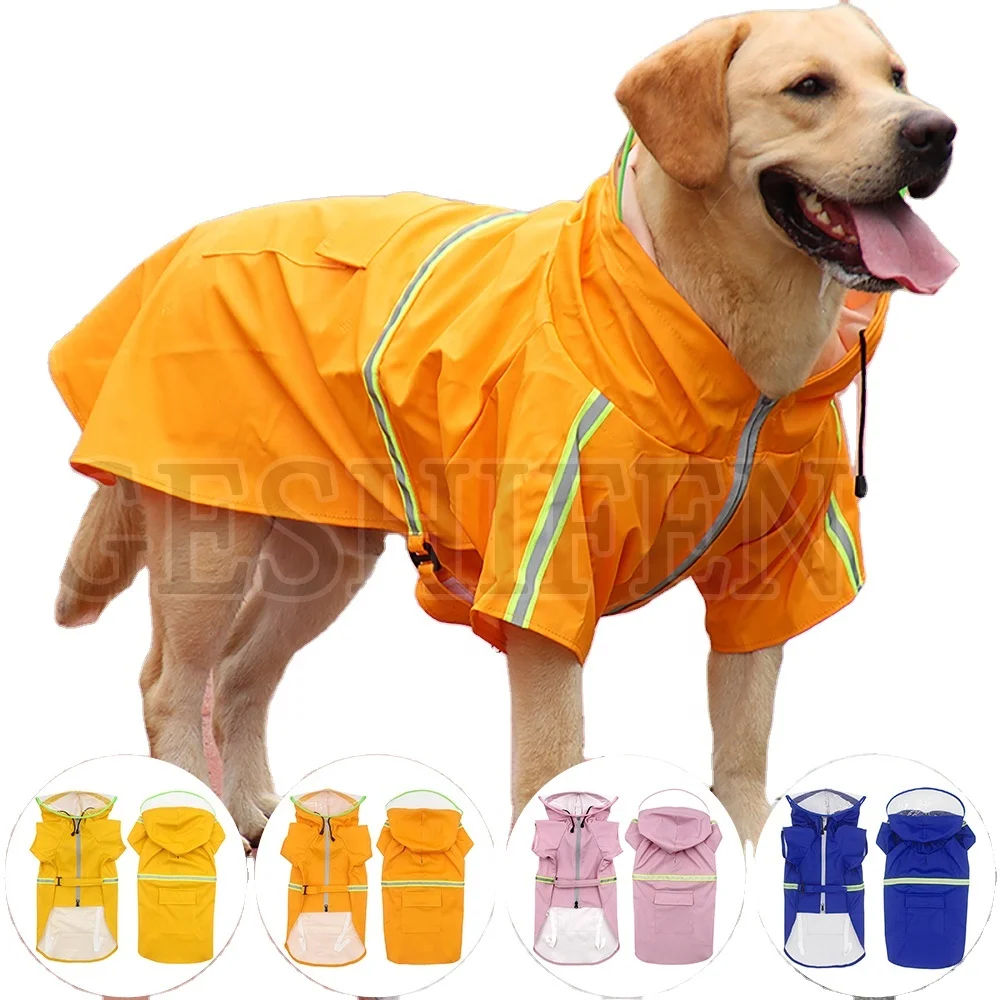 

Dropshipping & Wholesale Pet Clothes Apparel Waterproof Hoody PU leather RainCoats For large Dogs, Orange/blue/pink/yellow