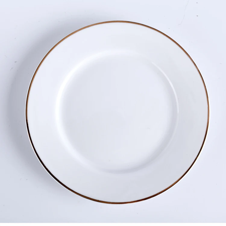 6"8"10"12" 4 Pcs Plate Set Catering Restaurant White Bone China Gold Rim Weddings Wholesale