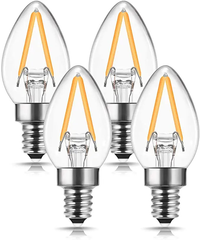 2W LED Filament C7 Mini  Light Bulb E12 E14 2700K Warm White Red Blue Yellow Green Colorful Candelabra LED Light Bulb